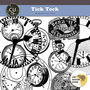 Tick Tock CU Brushes and Stamps for Digital Scrapbooking