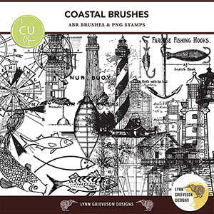 Coastal CU brushes and stamps for digital scrapbooking