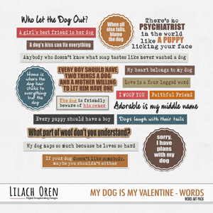 My Dog is my Valentine Word Art by Lilach Oren