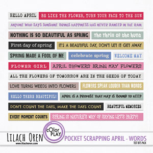 Pocket Scrapping April Word Strips