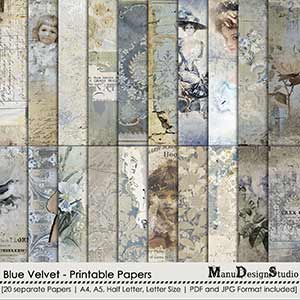 Blue Velvet - Printable Papers 