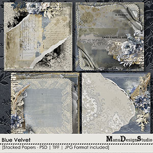 Blue Velvet - Stacked Papers 