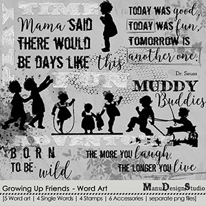 Growing Up Friends Word Art