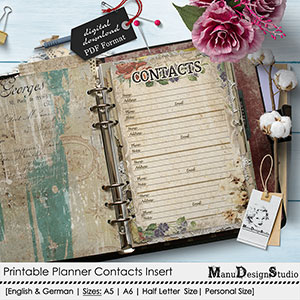 Printable Planner Contacts Page