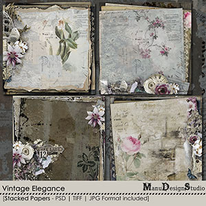 Vintage Elegance Stacked Papers