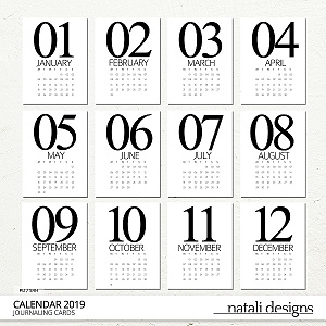 2019 Calendar Cards