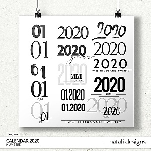 2020 Calendar Numbers
