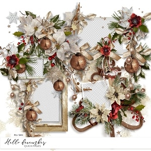 Digital Scrapbook Pack, Vintage Christmas Clusters by Lilach Oren