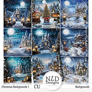 CU Christmas Fantasy Backgrounds By NLD Designs