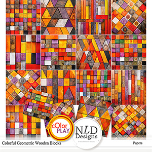 Colorful Geometric Wooden Blocks Backgrounds By NLD Designs