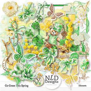 Go Green This Spring Elements & Free Words Labels By NLD Designs