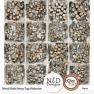 Halloween Messy Tags Mixed Media Backgrounds By NLD Designs