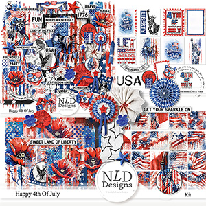 Happy 4Th Of July Kit+Free Cards & Clusters By NLD designs