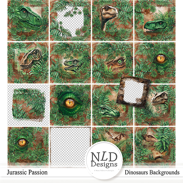 Jurassic Passion Dinosaurs Backgrounds By NLD Designs