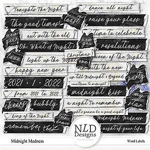 Midnight Madness Word Stitched Paper Labels