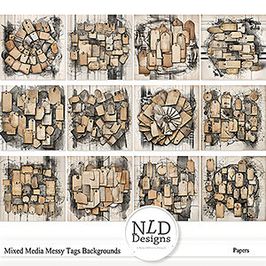 Messy Tags Mixed Media Backgrounds By NLD Designs