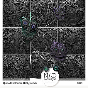 Quilled Halloween Dark Backgrounds By NLD Designs