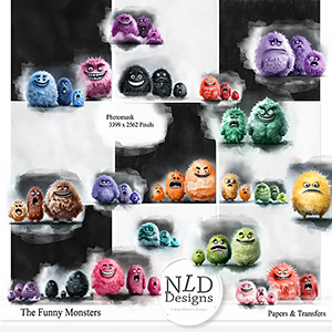 The Funny Monsters Backgrounds & Transfers By NLD Designs The Funny Monsters Backgrounds & Transfers By NLD Designs
