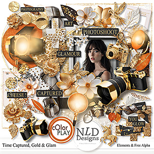 Time Captured,Gold & Glam Elements & Free Alpha By NLD Designs