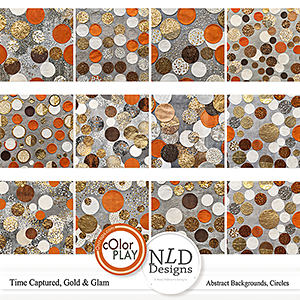 Time Captured,Gold & Glam Abstract Papers Circles By NLD Designs