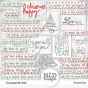 Un Amour De Noel Words & Cards