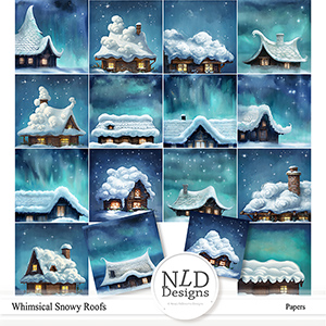 Whimsical Snowy Roofs Backgrounds By NLD Designs