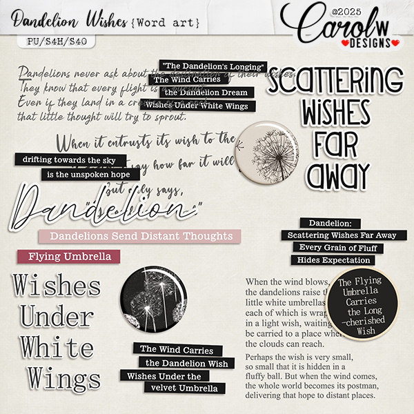 Dandelion Wishes-Word art