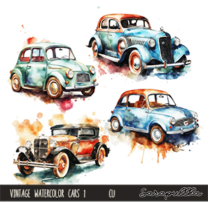 CU Vintage Watercolor Cars 1