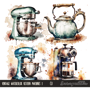 CU Vintage Watercolor Kitchen Machines 1