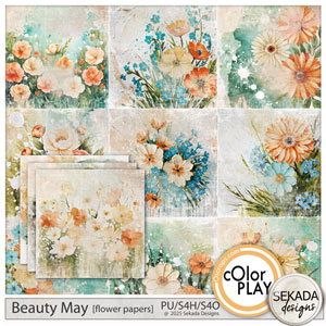 Beauty May Flower Papers by Sekada Designs