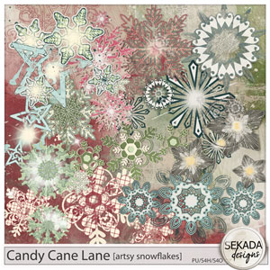 Candy Cane Lane Artsy Snowflakes by Sekada Designs