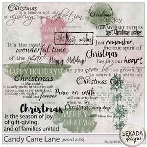 Candy Cane Lane Word Arts by Sekada Designs