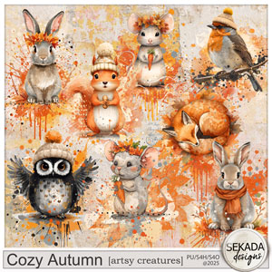 Cozy Autumn Artsy Creatures by Sekada Designs