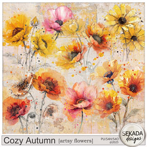 Cozy Autumn Artsy Flowers by Sekada Designs 