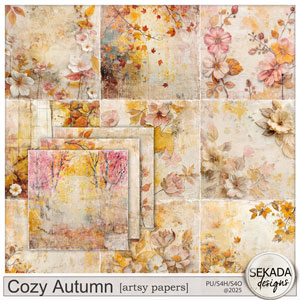 Cozy Autumn Artsy Papers by Sekada Designs