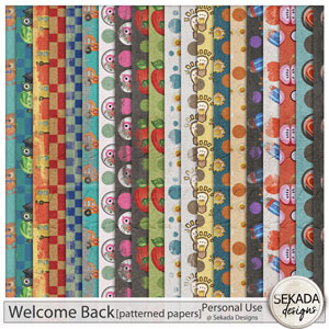 Welcome Back Patterned Papers by Sekada Designs