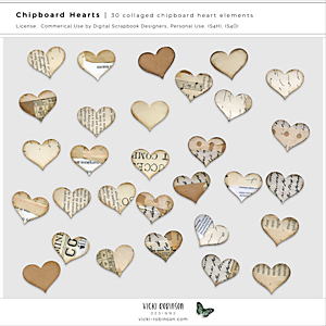 Chipboard Hearts