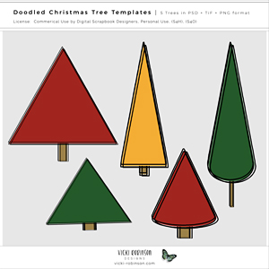 Doodled Christmas Tree Templates