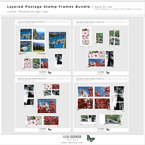 Layered Postage Stamp Frames Template Bundle