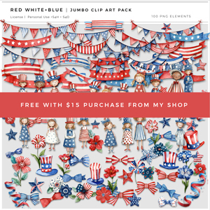 Red White and Blue Jumbo Clipart Pack