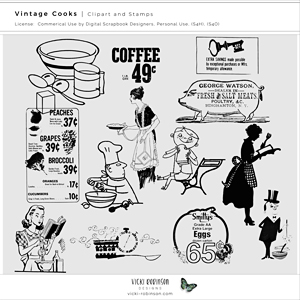 Vintage Cooks Clipart Stamps and Brushes