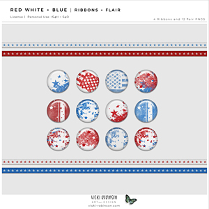 Red White and Blue Ribbons and Flair