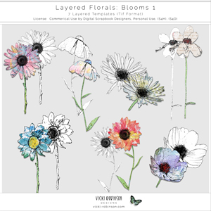 Layered Floral Templates Blooms 01