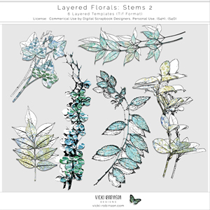 Layered Floral Templates Stems 02