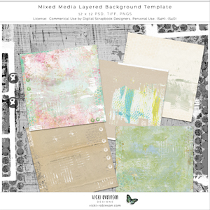 Mixed Media Background Layered Template 1 + Bonus Papers