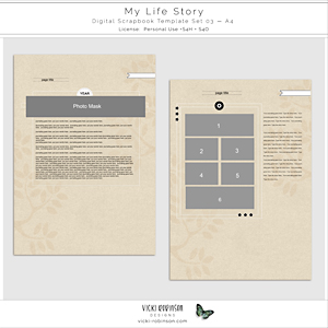 My Life Story Digital Scrapbook Template Set 03 US Ltr