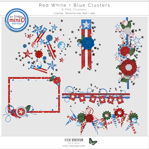 Red White and Blue Clusters by Vicki Robinson