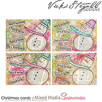 Christmas Cards - 5 x 7 - Mixed Media Snowman