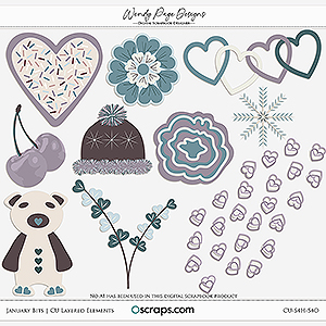 January Bits Layered Elements (CU) by Wendy Page Designs  