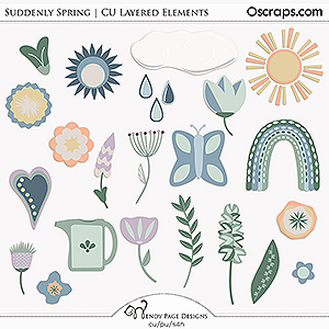 Suddenly Spring Layered Elements (CU) by Wendy Page Designs